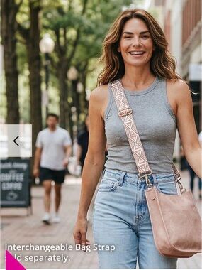 ah•droned Camel Colored Classic Vegan Leather Crossbody Bag w/Strap.